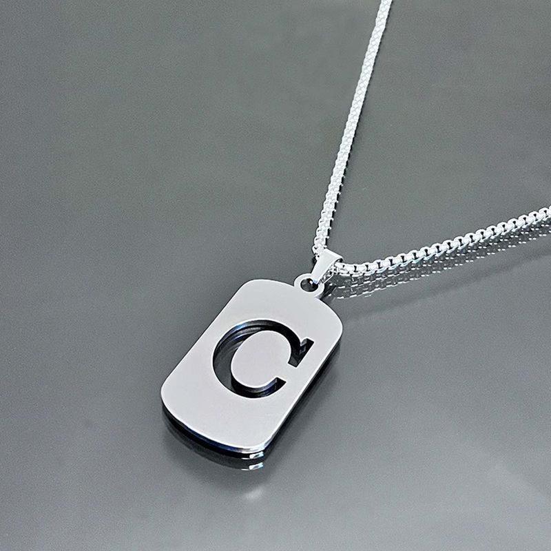 Men's Cool Stainless Steel Customized Initial Fashion Necklace - Hip Hop Geometric A-Z Alphabet Jewelry, Unisex Friendship Accessory, Birthday Gift for Him, Friendship Jewelry