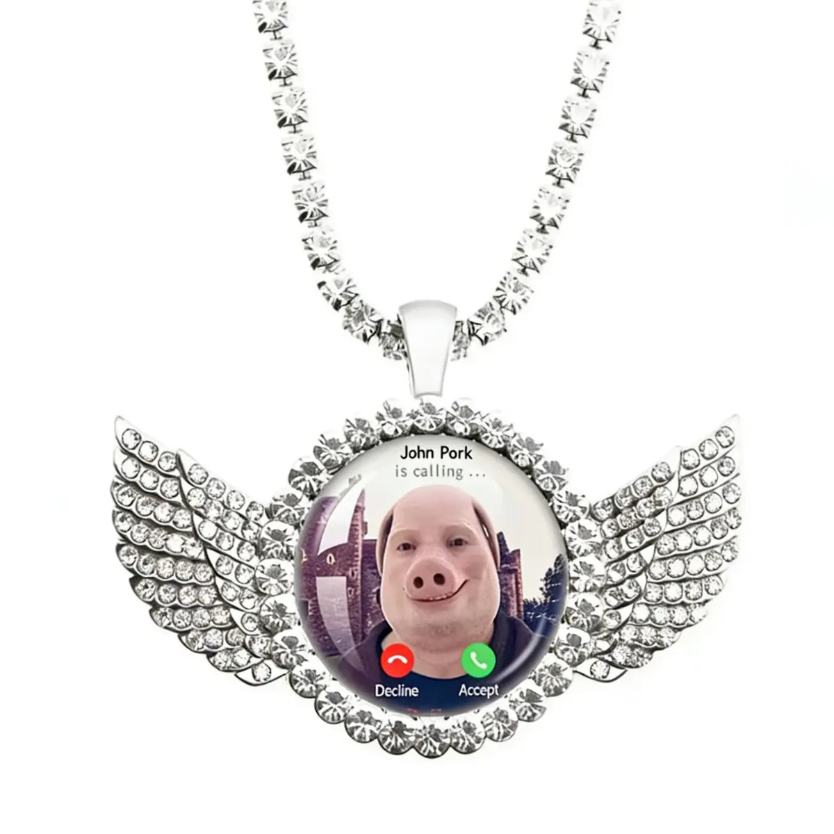 John Pork Calling Necklace, Funny Pig Theme Meme Pendant, Trendy Chain Necklaces Jewelry Gift for Pig Lovers, Dainty Fashion Jewelry, Wearable Jewelry, Casual Trendy Jewelry, Elegant Alloy Accessory