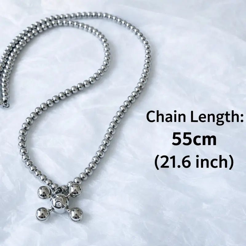 Unisex Homer Ball-Leg Necklace - Minimalist Casual Style Beaded Chains, Small Steel Beads, Robust Bars, Daily Versatile Chain, Fade-Resistant Shine, Necklaces for Women, Men's Fashion Accessory, Ideal for Spring Glow-Up, Summer Camping
