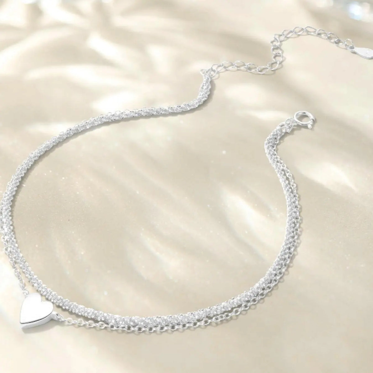Double-Layer Heart Anklet for Women and Girls, Dainty Layered Bracelet Jewelry, Cute Birthday Gift Fashionable Accessory, Fashionable Jewelry Accessories, Trendy Fashionable Accessories
