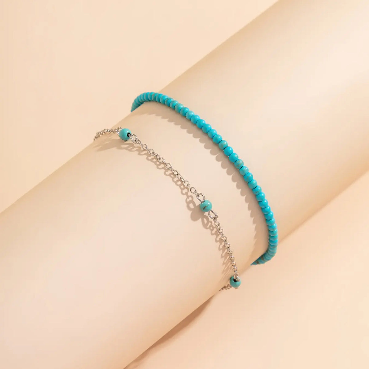 Bohemian Multi-Layer Beaded Turquoise Anklet Set, Summer Beach Style Casual Ankle Bracelets, Beach Anklets, Boho Anklet, Boho Style Jewelry, Iron Material, All Seasons