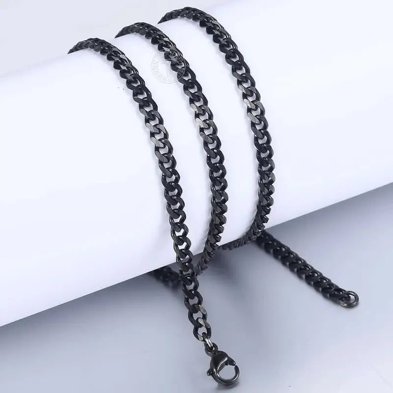 3/5/7/9/11mm Men's Silver Color Necklace Stainless Steel Cuban Link Chain For Mens Womens Basic Chokers 18-30inch Valentine Birthday Gift