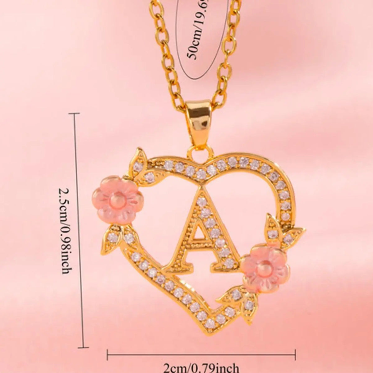 Initials Heart Shaped Pendant Necklace, Alphabet Detail Pendant, Exquisite Jewelry Gift, Rhinestone Decorated Alphabet Necklace, Artificial Zircon Decor Jewelry for Party, Daily Clothing Decor, Heart Design Jewelry, Zirconia Alphabet Pendant