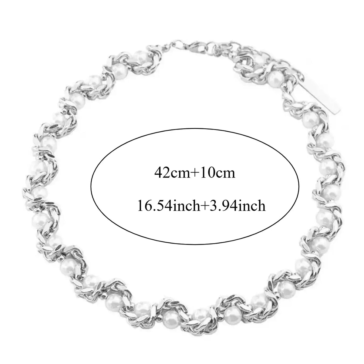 Men's Hip Hop Style Imitation Pearl Stainless Steel Necklace, Casual Street Fashion Cool Accessories Jewelry, Unique Design for Daily Wear, Casual Trendy Jewelry, Fashionable Accessory, Necklace Chain, Cuban Link Chain Necklace