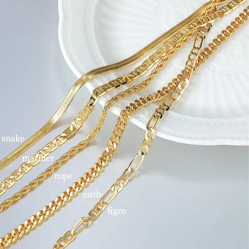 Dainty Titanium Steel Gold Plated Ankle Bracelets for Women, Waterproof Titanium Steel Gold Plated Link Chain Anklets Non Tarnish Set Pack Summer Beach Jewelry Gift
