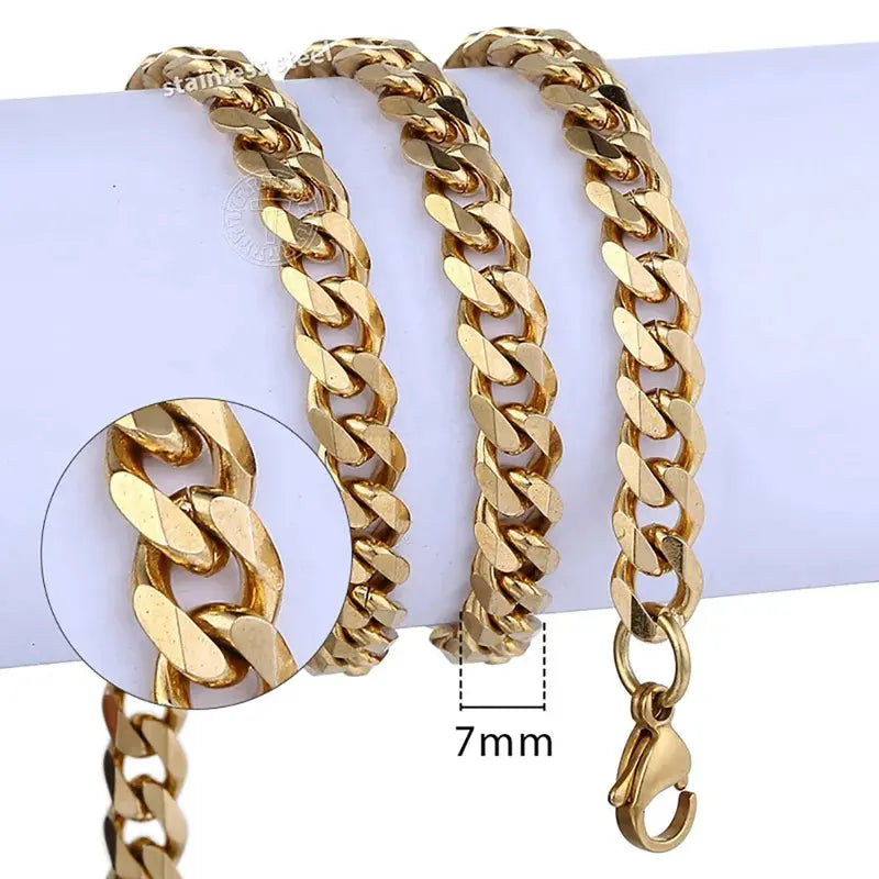 3/5/7/9/11mm Men's Silver Color Necklace Stainless Steel Cuban Link Chain For Mens Womens Basic Chokers 18-30inch Valentine Birthday Gift