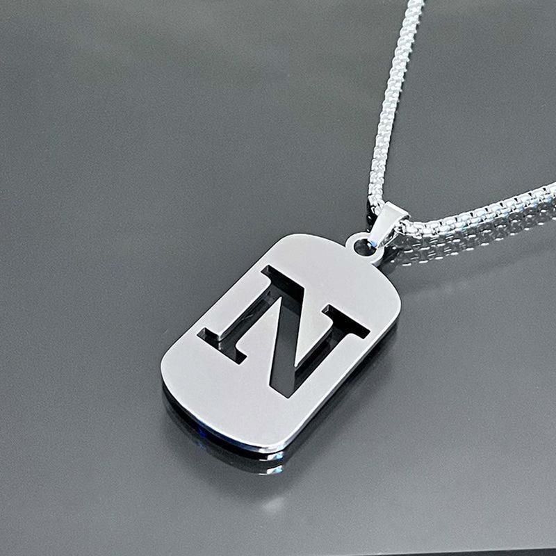 Men's Cool Stainless Steel Customized Initial Fashion Necklace - Hip Hop Geometric A-Z Alphabet Jewelry, Unisex Friendship Accessory, Birthday Gift for Him, Friendship Jewelry