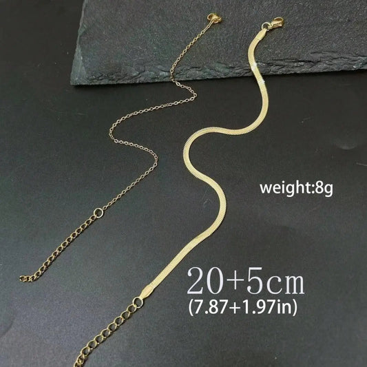 2-Piece Electroplated Stainless Steel Ankle Bracelet Set, Fashionable Travel Beach Accessory, Fashion Accessories, Gift for Girlfriend/mother, Anklets