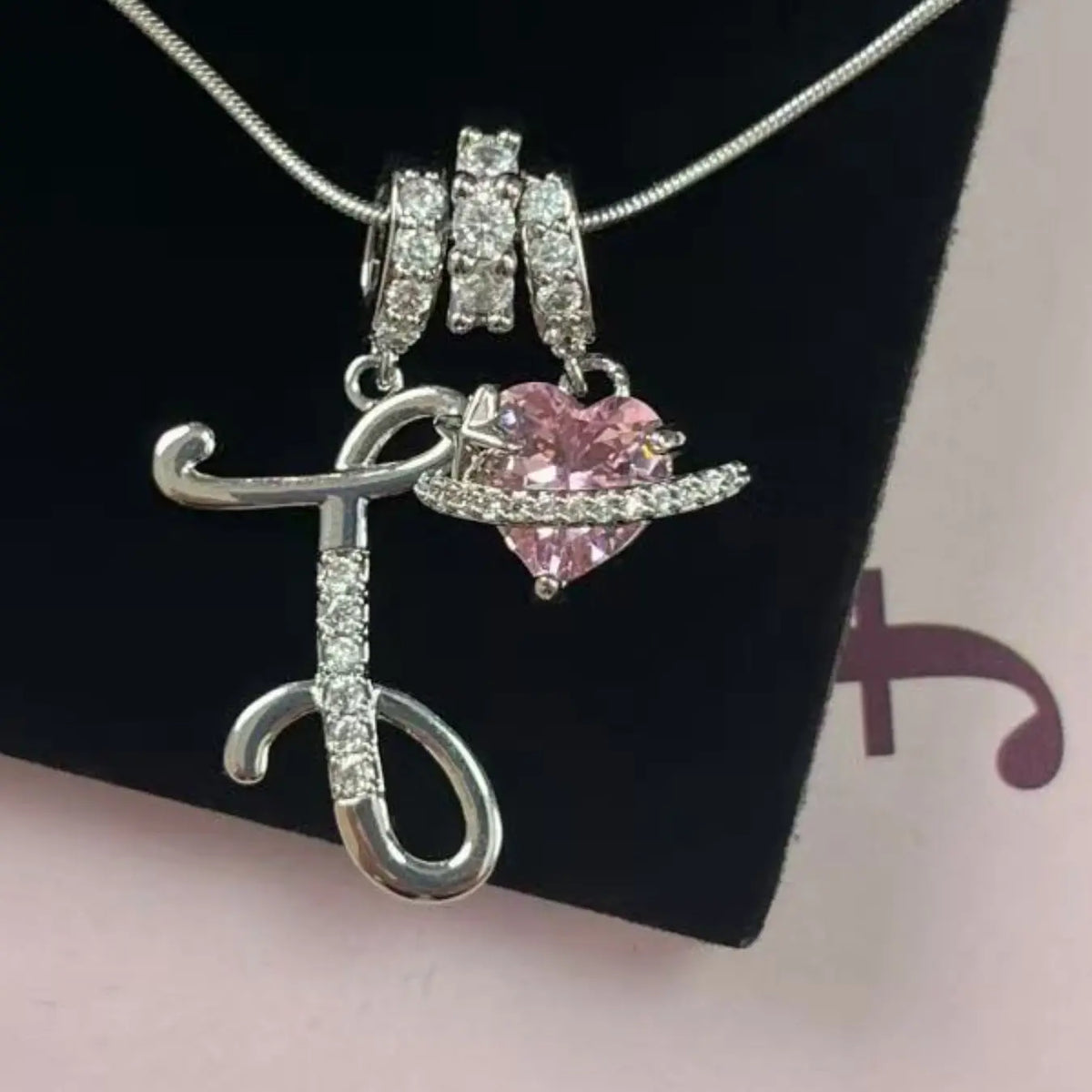 Women's Snake Chain CZ Initial Necklace with Heart Zirconia Pendant, Adjustable Length Letter A-Z Initial Personalized Jewelry Gift for Her