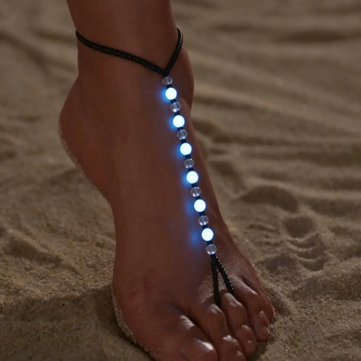 Summer Beach Vacation Glow-In-The-Dark Adjustable Anklet, Creative Acrylic Foot Jewelry, Women's Party Accessory, Fashionable Beach Wear, Fashion Accessories