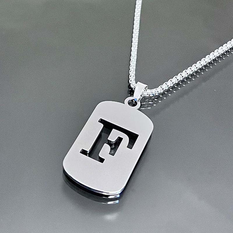 Men's Cool Stainless Steel Customized Initial Fashion Necklace - Hip Hop Geometric A-Z Alphabet Jewelry, Unisex Friendship Accessory, Birthday Gift for Him, Friendship Jewelry