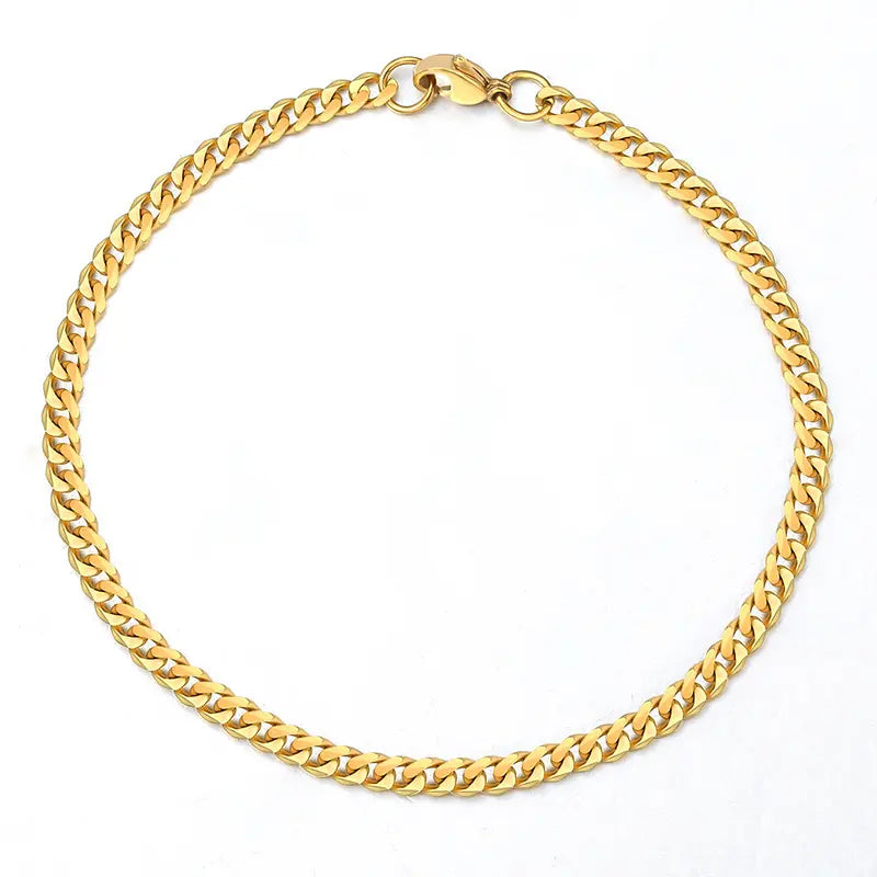 Gold Plated Stainless Steel Cuban Link Chain Bracelet 3/5/7/9/11MM Width 7/8/9/10/11" Length Unisex Jewelry Gift for Birthday Christmas Boyfriend