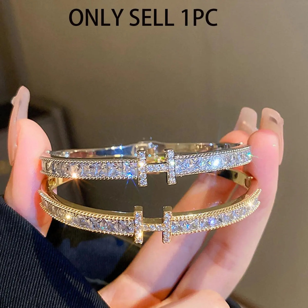 Letter H Design Bangle, Fashionable Rhinestone Decorated Bangle for Women & Girls, Trendy All-match & Exquisite Jewelry for Birthday Gift, Rhinestone Bangle Bracelet, Rhinestone Decor Bangles, Bracelets Jewelry