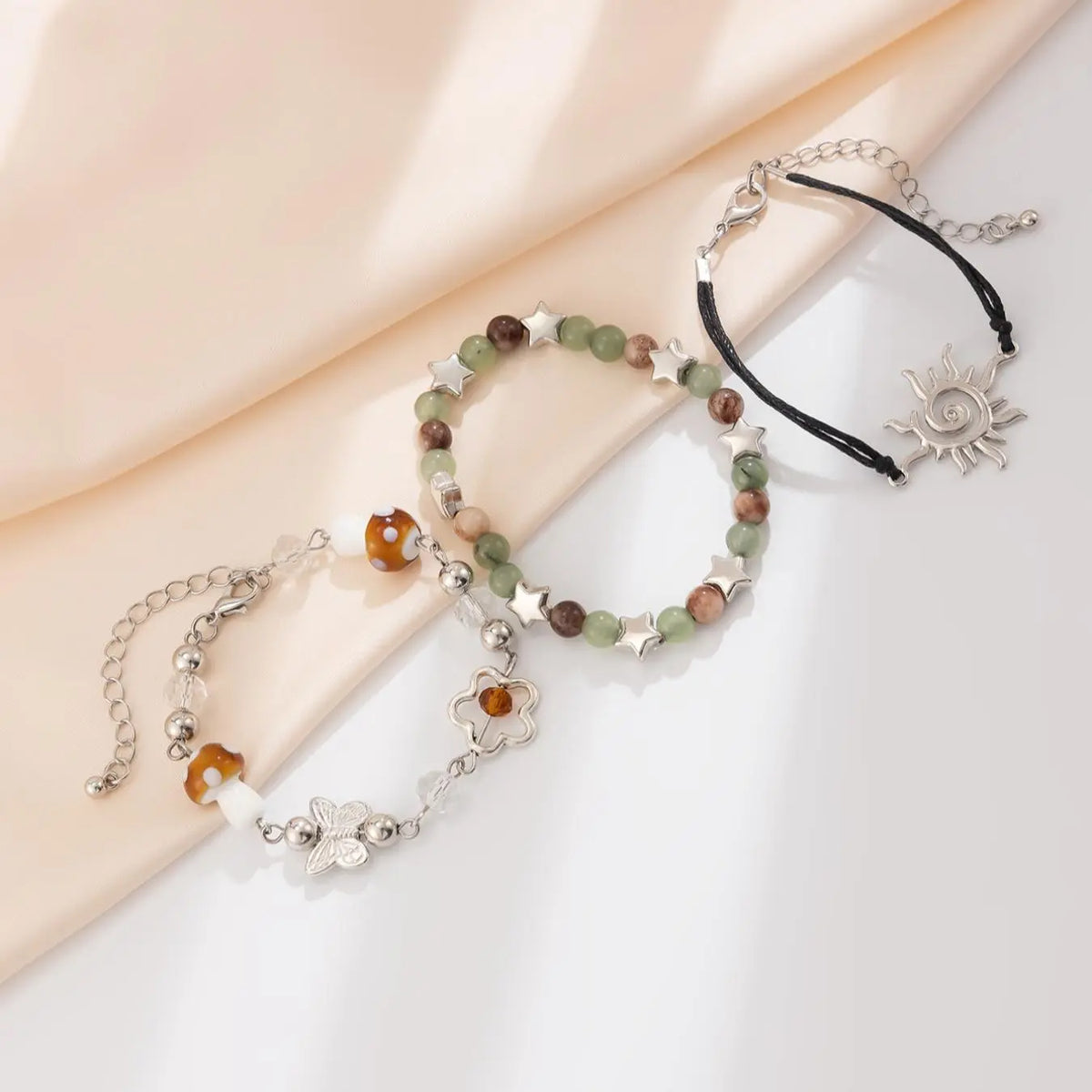 Women's Butterfly & Mushroom Design Beaded Bracelets, Colorful Charm Stackable Bracelets, All-match Jewelry for Birthday Gift, Summer Jewelry, Casual Accessories, Fashion Matching Bracelet, Beaded Bracelet Set, Beaded Bracelet Pack