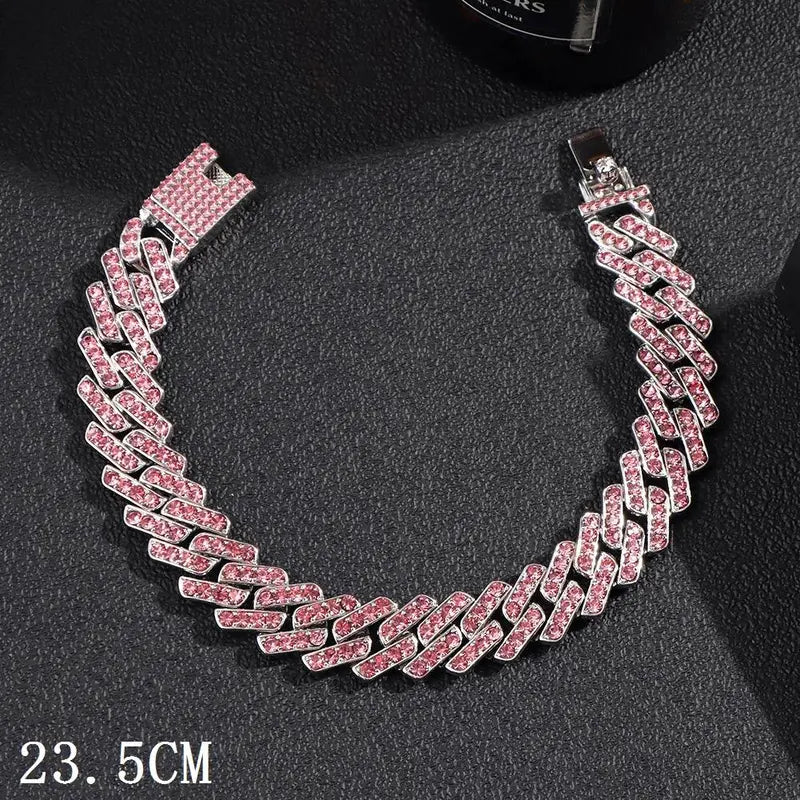 Women's Synthetic Chunky Cuban Chain Link Anklet - Iced Out Rhinestone Gems Anklet, Trendy Jewelry, Luxury Beach Barefoot Costume Accessory, Jewelry for Women