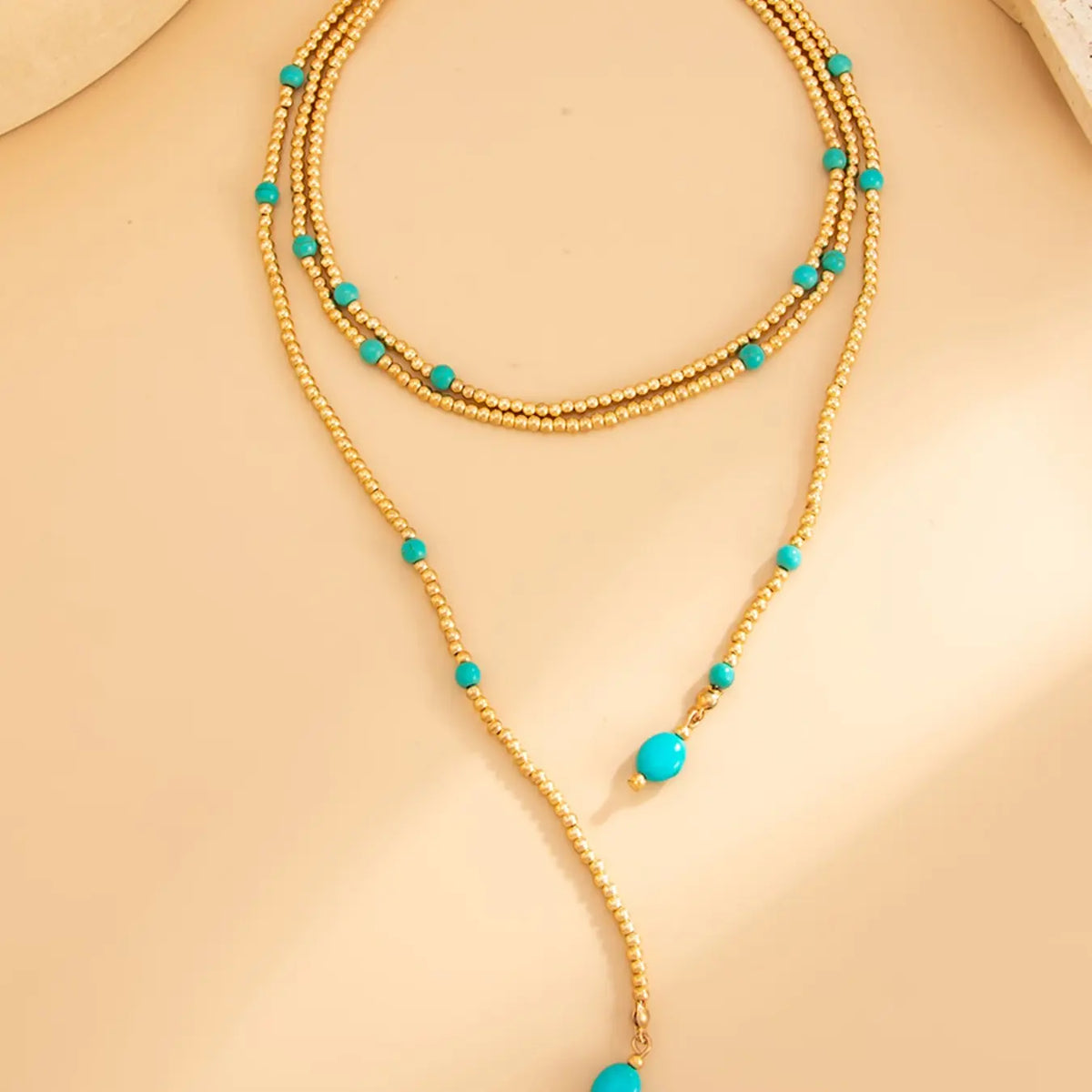 Boho Style Cbb Turquoise Beaded Chain Necklace for Women, Boho Necklaces, Modern Versatile Accessories, Long Clavicle Chain, Casual Daily Wear, Party, Vacation, Gift, Fall Winter Jewelry, Jewelry Gifts