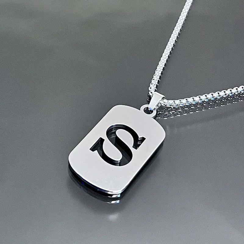 Men's Cool Stainless Steel Customized Initial Fashion Necklace - Hip Hop Geometric A-Z Alphabet Jewelry, Unisex Friendship Accessory, Birthday Gift for Him, Friendship Jewelry