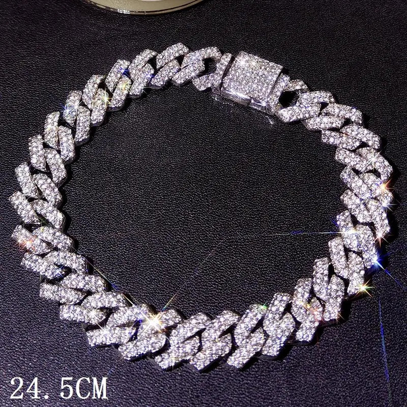 Women's Synthetic Chunky Cuban Chain Link Anklet - Iced Out Rhinestone Gems Anklet, Trendy Jewelry, Luxury Beach Barefoot Costume Accessory, Jewelry for Women