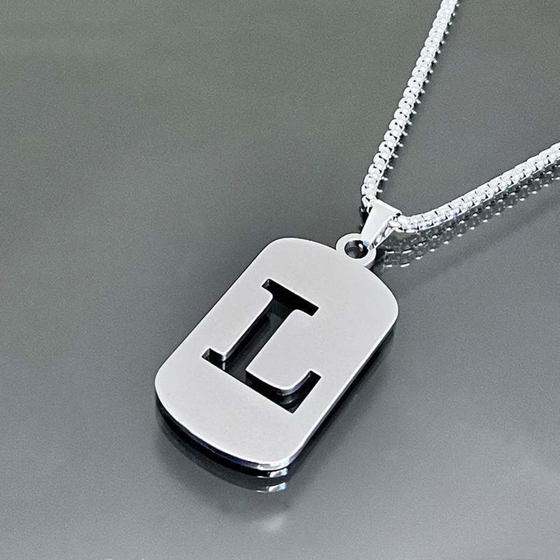 Men's Cool Stainless Steel Customized Initial Fashion Necklace - Hip Hop Geometric A-Z Alphabet Jewelry, Unisex Friendship Accessory, Birthday Gift for Him, Friendship Jewelry