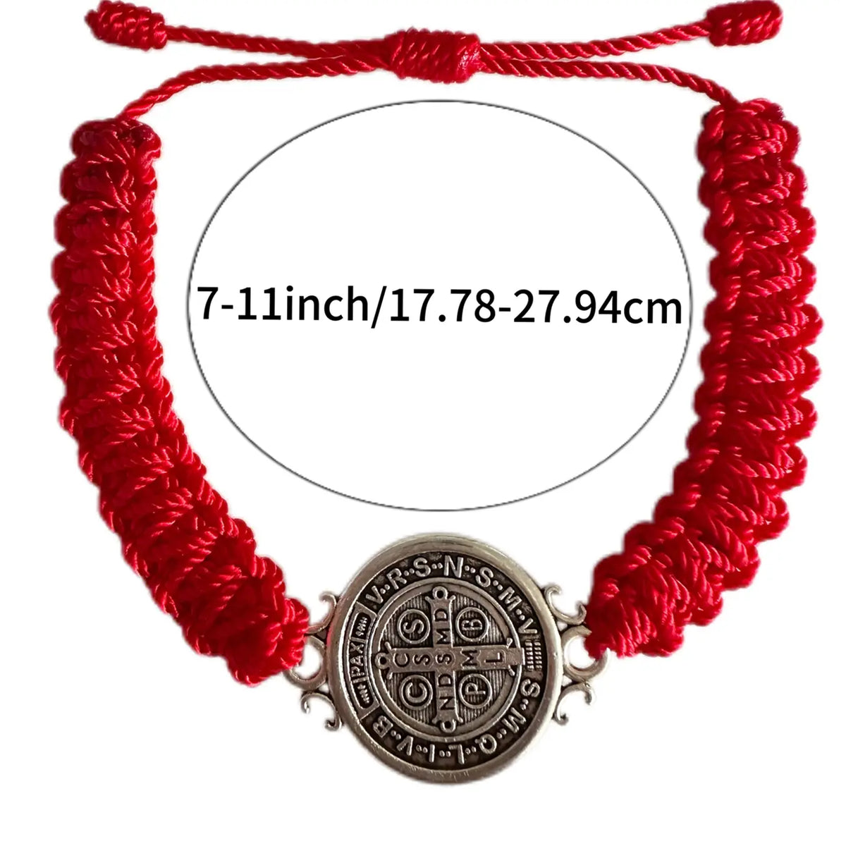 2 Pcs Red St. Benedict Bracelets with Cross Charm and Black Adjustable Cord, Bracelet Sets, Saint Benedict Medal, Catholic Religious Symbolism Jewelry Gift for Men and Women, Religious Wristband, Prayer Bracelet, Exquisite Bracelet, Bracelet Bundle