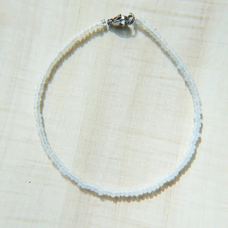 Vintage opal seed beaded anklet
