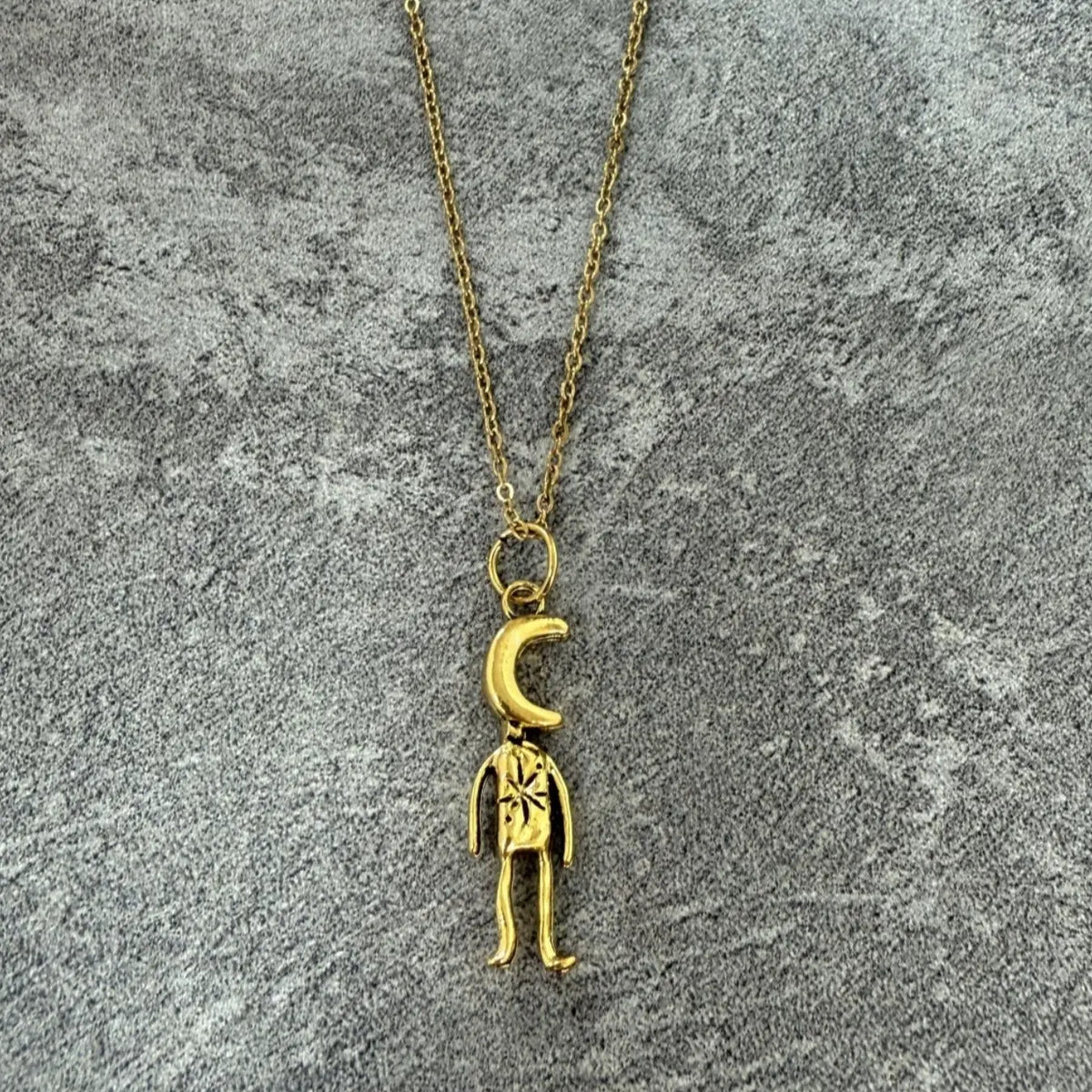Minimalist Gold and Silvery Star Boy Pendant Necklace - Dainty Cute Figure Charm Choker for Daily Casual Outfits Daily Vacation Couple's Gift Minimalist Chain Cute Doll Pendant Stainless Steel Necklaces Casual Style Necklaces Fashion Minimalist Necklace