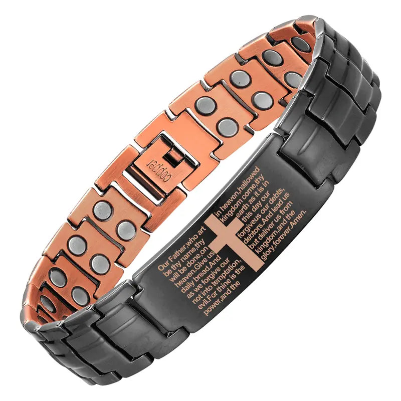 Men's 99.99% Pure Copper Energy Magnetic Bracelet - Adjustable Cross Design with Ultra-Strength Magnets, High Quality Men's Accessories, Unique Guys Gifts for Father's Day