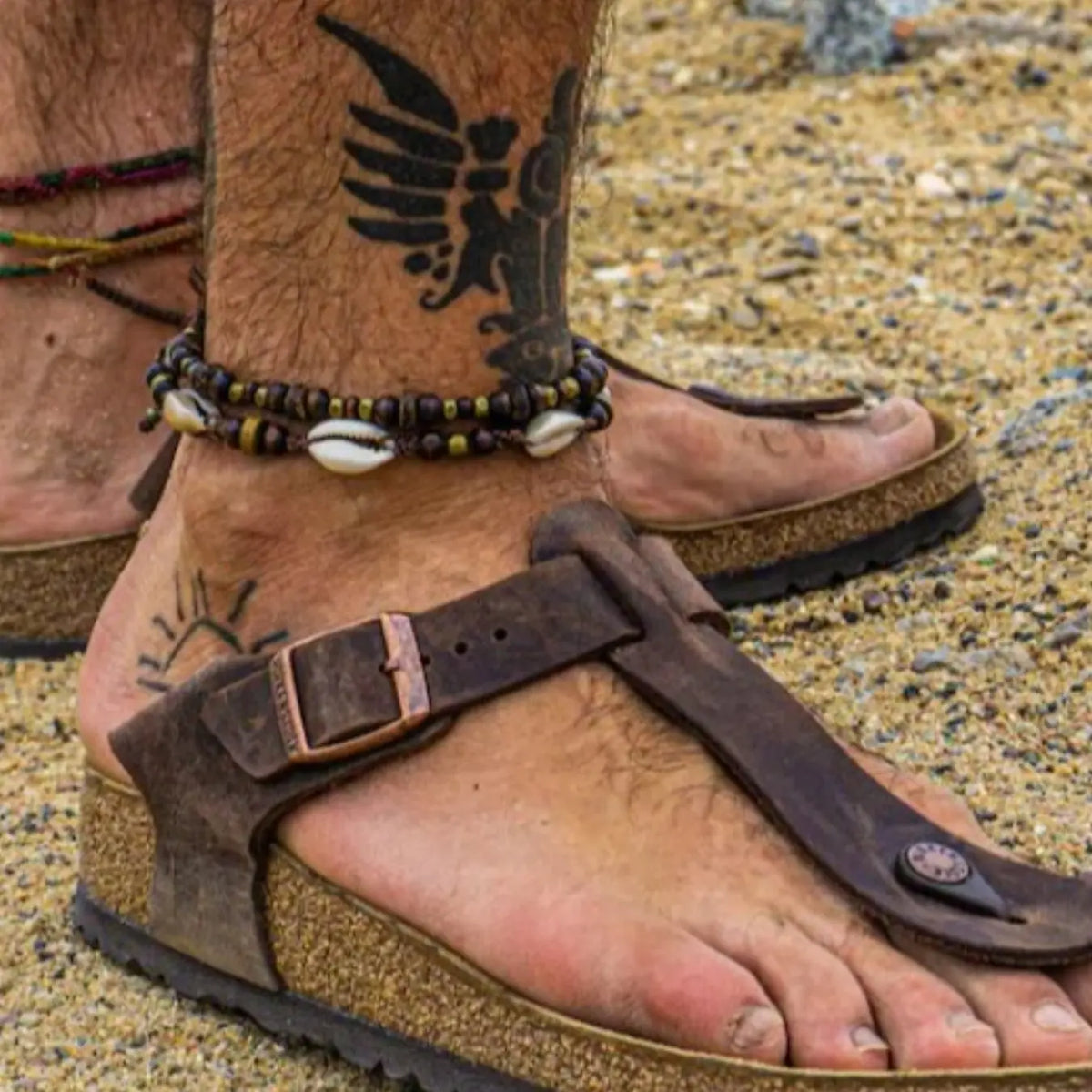 Boho Ethnic Shell Wood Bead Coconut Shell Anklet, Adjustable Woven Beach Vacation Bracelet, Men's Fashion Foot Jewelry, Fashionable Accessory