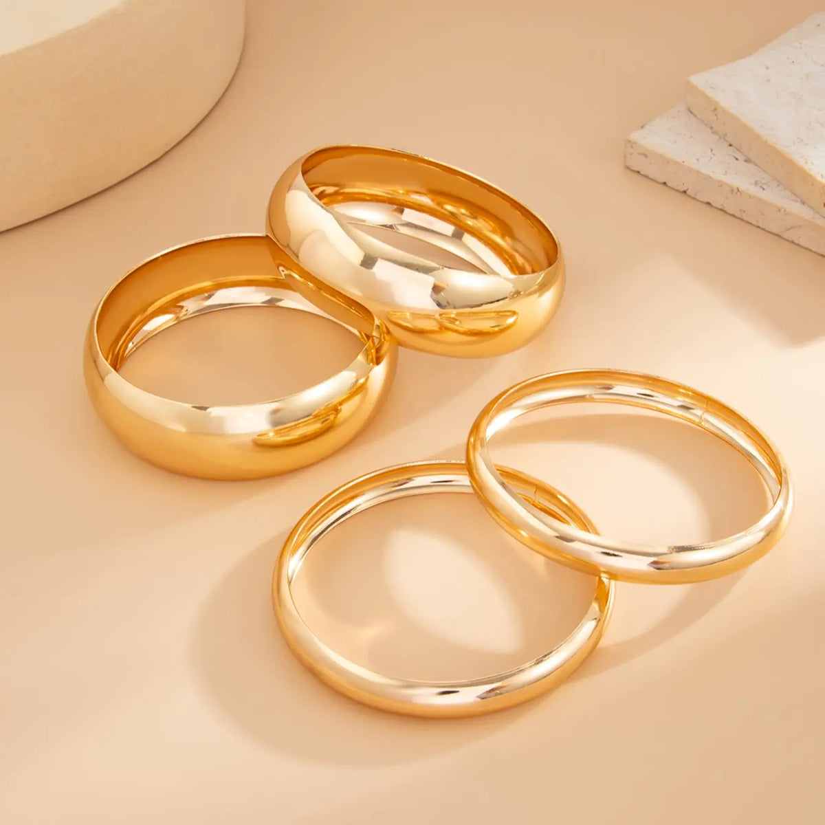 Women Punk Style Zinc Alloy Bangles Bracelets Set, Bracelet Combination Set, Stackable Bangle Bracelets, 4-Piece Retro Simple Design Fashionable Jewelry Accessories Gift, Daily Wear Fashion Accessory, Bracelet Sets