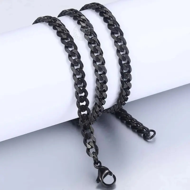 3/5/7/9/11mm Men's Silver Color Necklace Stainless Steel Cuban Link Chain For Mens Womens Basic Chokers 18-30inch Valentine Birthday Gift