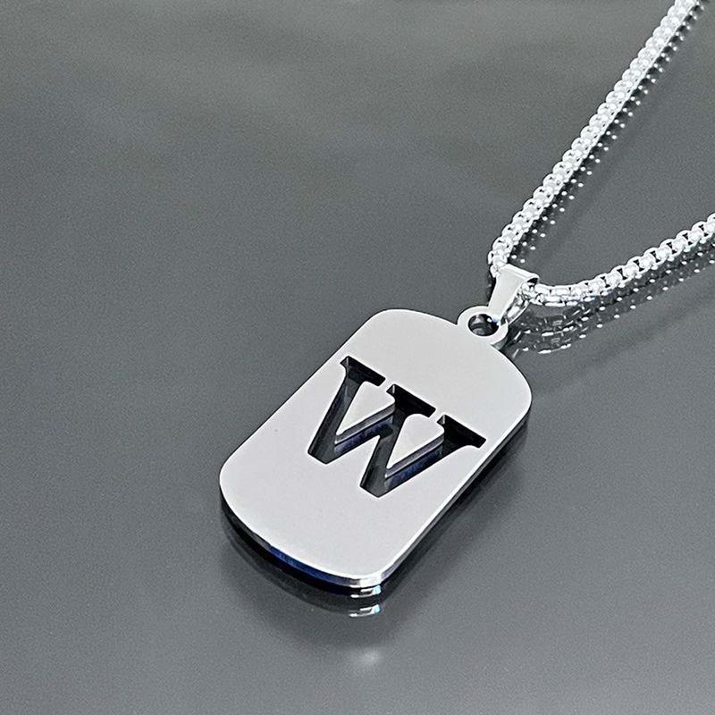 Men's Cool Stainless Steel Customized Initial Fashion Necklace - Hip Hop Geometric A-Z Alphabet Jewelry, Unisex Friendship Accessory, Birthday Gift for Him, Friendship Jewelry