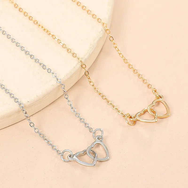 Women's Adjustable-Length Hollow Heart Double Love Artificial Gemstone Anklet - Cute Girly Aesthetic Chain Jewelry for Daily Accessorizing, Heart Artificial Gemstone Bracelets & Anklets