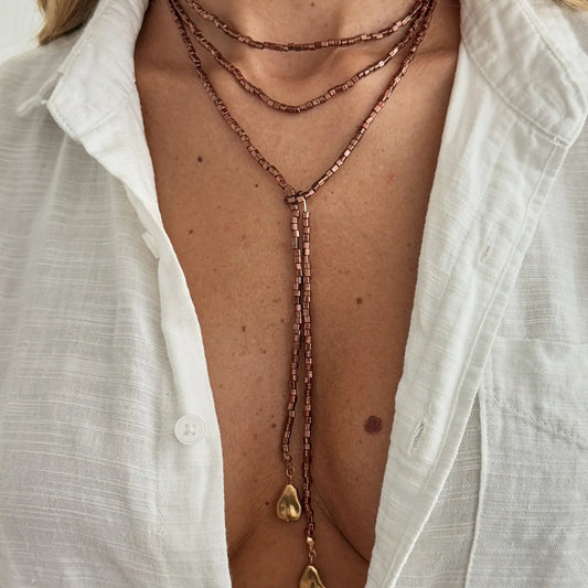 Vintage Bling-Bling Irregular CCB Square Bead Long Necklace, Simple Retro Style Chunky Necklace, Chain Necklace, Beaded Necklace, Jewelry for Women, Perfect Gift Idea Necklace, Decorative Accessory Necklace