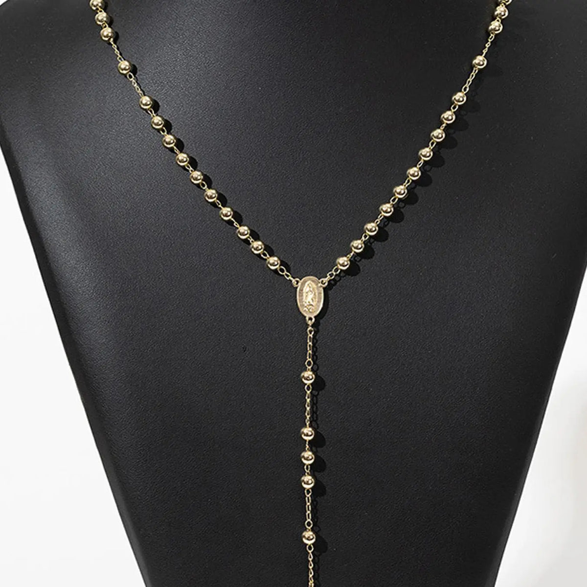 Virgin Mary Cross Beaded, Long Chain Pendant with Necklace Fashion Jewelry for Men and Women, Casual Daily Wear Accessory