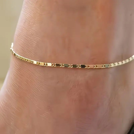 Women's Unisex Geometric Sequin Ankle Chain - Polished, Elegant Everyday Fashion Accessory for Summer Casual Outings, Beach Wear, Suitable for Costume Jewelry Collections