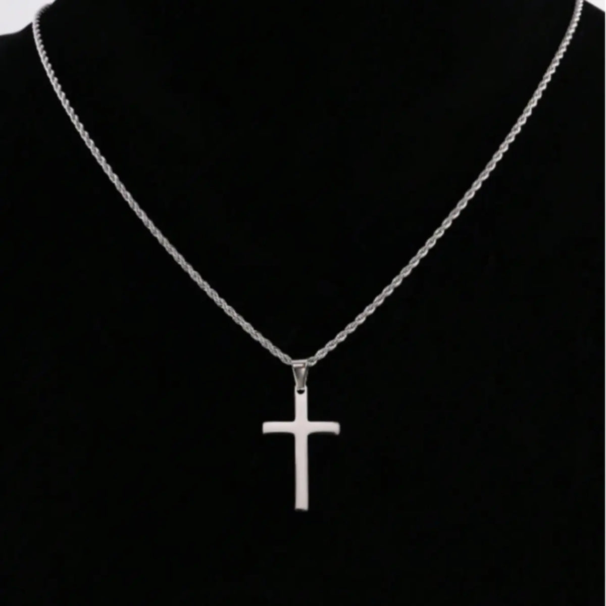 Men's Stainless Steel Cross Pendant Necklace, Fashion Jewelry for Party & Daily Wear, Trendy All-match Exquisite Birthday Gift, Cross Design Necklace, Cross Necklaces