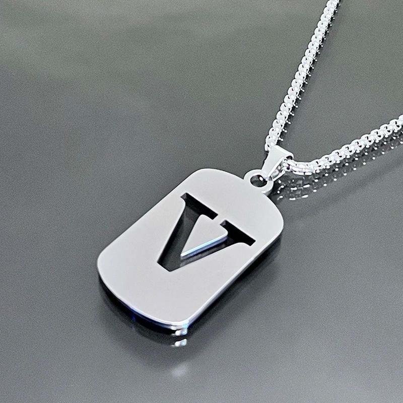 Men's Cool Stainless Steel Customized Initial Fashion Necklace - Hip Hop Geometric A-Z Alphabet Jewelry, Unisex Friendship Accessory, Birthday Gift for Him, Friendship Jewelry