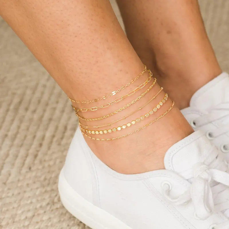 TEWIKY Dainty Layered Waterproof Anklet For Women Adjustable Womens Anklet Set Stackable Figaro Beaded Cuban Link Anklets Daily Clothing Decor For Beach Summer Trendy All-match & Exquisite Jewelry Back To School