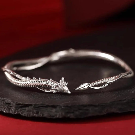 Vintage Dragon Design Adjustable Open Bracelet, Cuff Bangle Bracelet, Adjustable Minimalist Bangle, Creative and Unique Women's Daily Commute Accessory, Versatile Fashion Jewelry