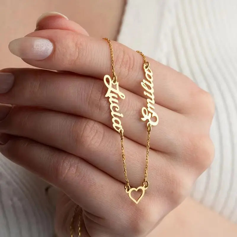 AS030 Personalized Custom Multiple Name Necklaces Stainless Steel Couple Name Necklaces Family Gifts For Mother's Day