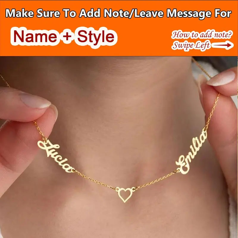 AS030 Personalized Custom Multiple Name Necklaces Stainless Steel Couple Name Necklaces Family Gifts For Mother's Day