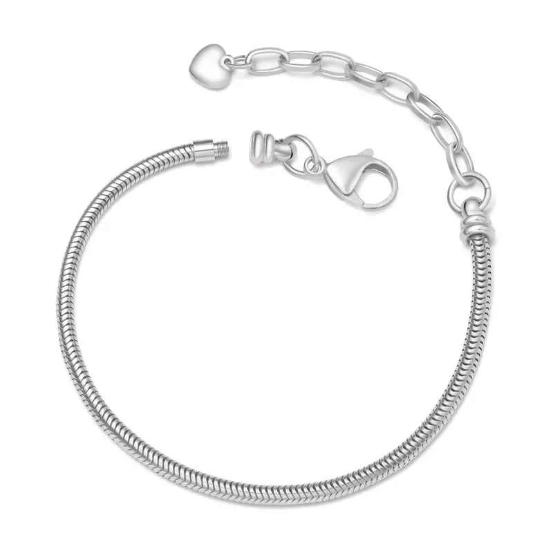 GNOCE Heart Shaped Adjustable Bolo Bracelet - Stainless Steel Snake Chain with Lobster Clasp, Extender, Allergy-Safe Metal for DIY Charm Ready Jewelry Making, Easy Daily Wear Jewelry Bracelet