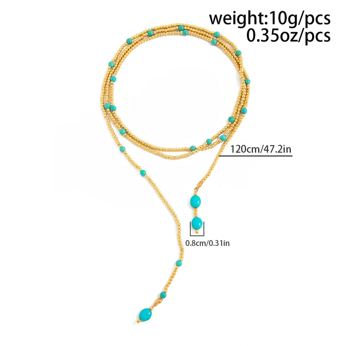 Boho Style Cbb Turquoise Beaded Chain Necklace for Women, Boho Necklaces, Modern Versatile Accessories, Long Clavicle Chain, Casual Daily Wear, Party, Vacation, Gift, Fall Winter Jewelry, Jewelry Gifts
