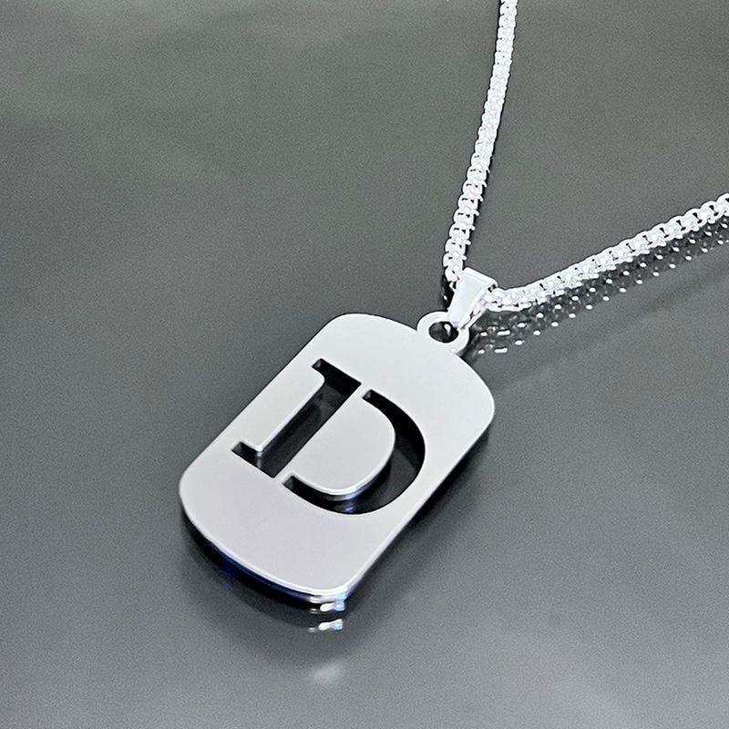 Men's Cool Stainless Steel Customized Initial Fashion Necklace - Hip Hop Geometric A-Z Alphabet Jewelry, Unisex Friendship Accessory, Birthday Gift for Him, Friendship Jewelry