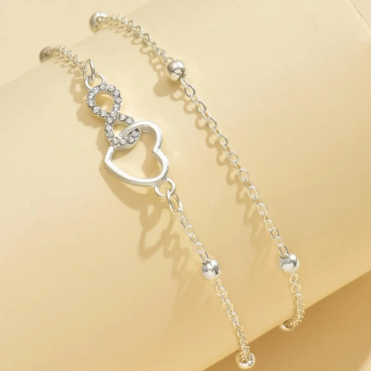 Elegant Rhinestone Zircon Silver Color Double Layer Anklet, Luxury Fashion Foot Jewelry, Summer Beach Accessory for Women, Fashionable Accessory, Zircon Inlaid