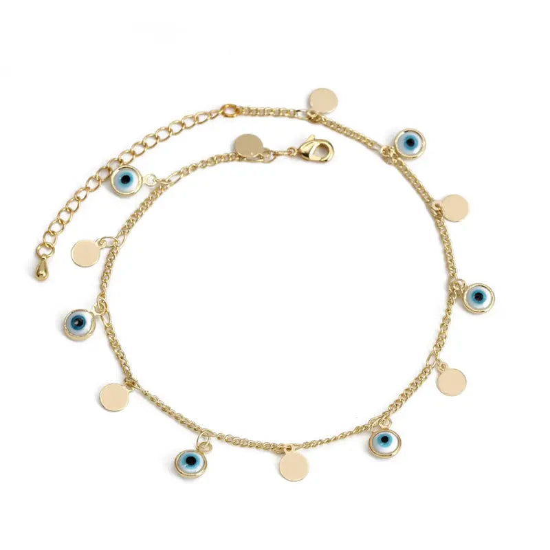 Women's Irregular Evil Eye Enamel Anklet - Trendy Jewelry, Anklets for Women, Sports & Outdoor Beach Accessory for Everyday Use