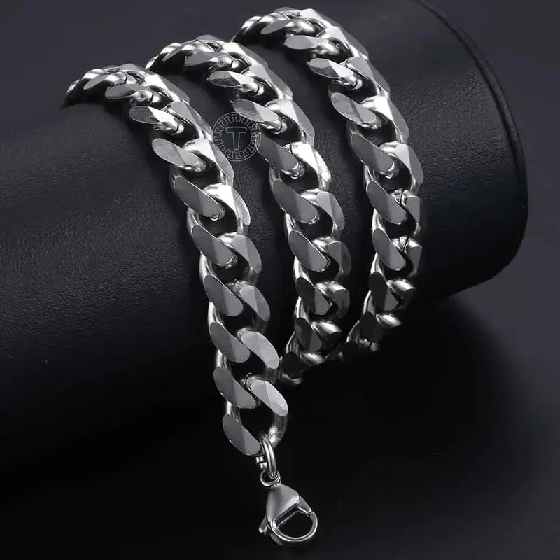 3/5/7/9/11mm Men's Silver Color Necklace Stainless Steel Cuban Link Chain For Mens Womens Basic Chokers 18-30inch Valentine Birthday Gift