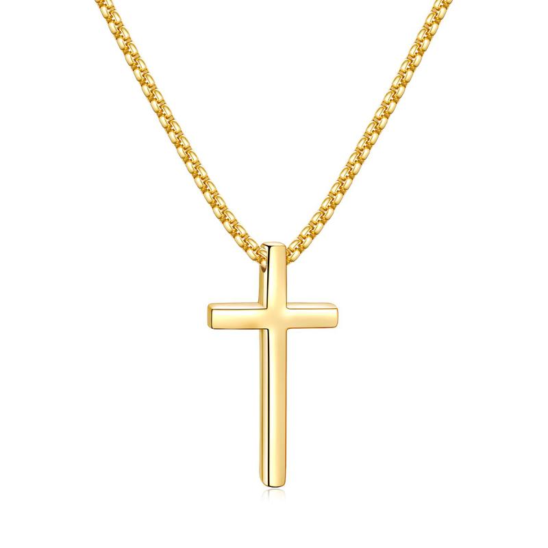 【Father's Day Gifts】Silver/Gold/ Black Cross Necklace for Men and Women, Cross Pendant Necklace and 2.5mm Cross Chain for Men 16-24 Inch Religious Jewelry