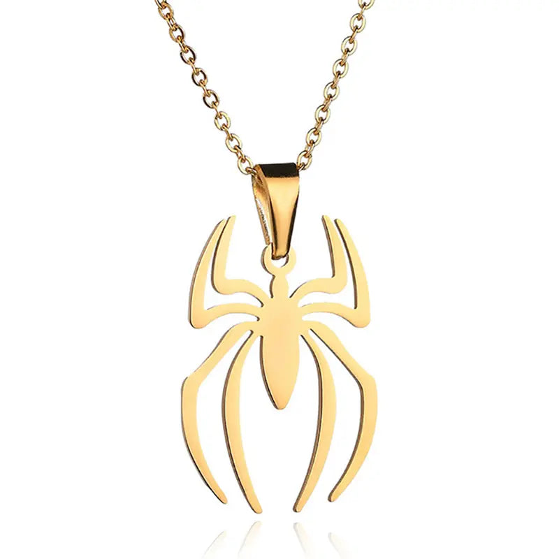 Spider Necklace For Men Women Titanium Stainless Steel Gold Silver Black Cuban Chain Paperclip Chain Lightweight Trendy Cool Goth Spider Pendant Necklace For Teen Halloween Non Tarnish Jewelry y2k Stylish Unique Accessories Birthday Gifts With Gift Box