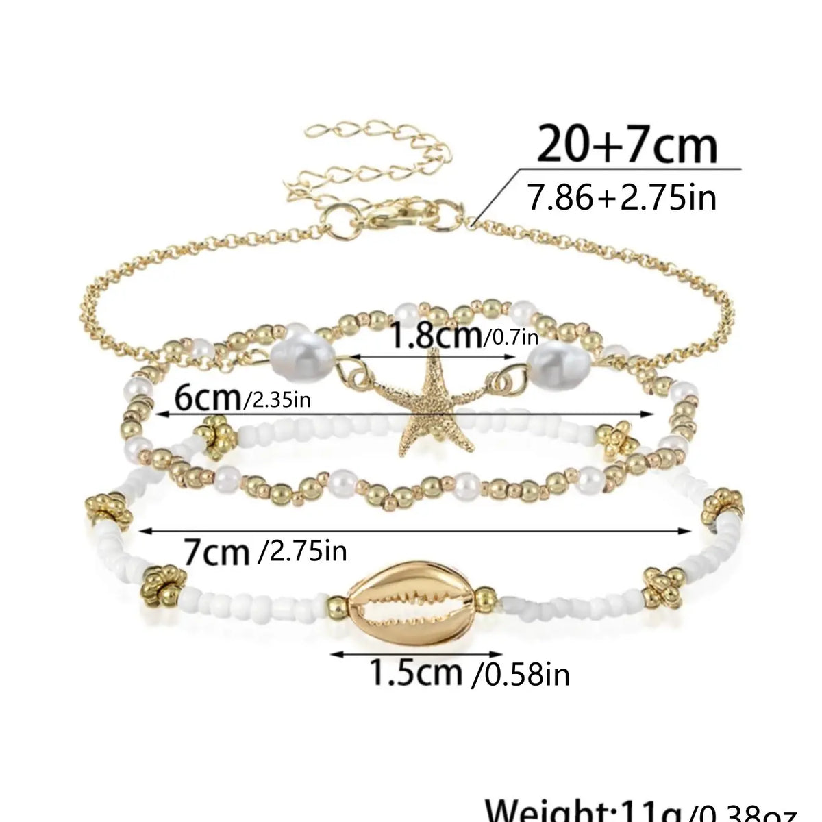 Women's Boho Style Starfish & Shell Decor Anklet, Fashionable Beaded Anklet for Beach Party Vacation, Elegant All-match Fashion Accessories for Daily Wear, Trendy Jewellery Accessories, Trendy Jewelry, Fashionable Accessory